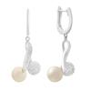 Silver Earrings with Natural Pearls, Cubic Zirconia (2214687)