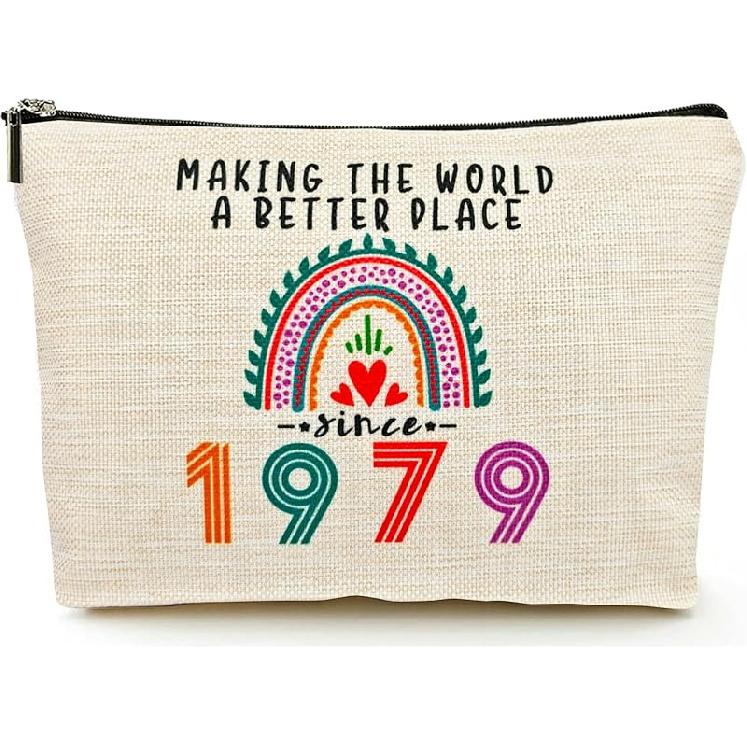 Happy 55th Birthday Gifts for Her Women Makeup Bag, Best 1970 Anniversary 55th Birthday Decorations, 55 Year old and Fabulous Gifts Ideas for Wife, 45th