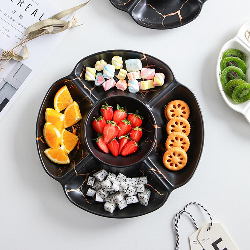 Luxury Nordic Snacks Dried Fruits Dishes Hotel Home Living Room Wedding Ceramic Tableware Nut Plate