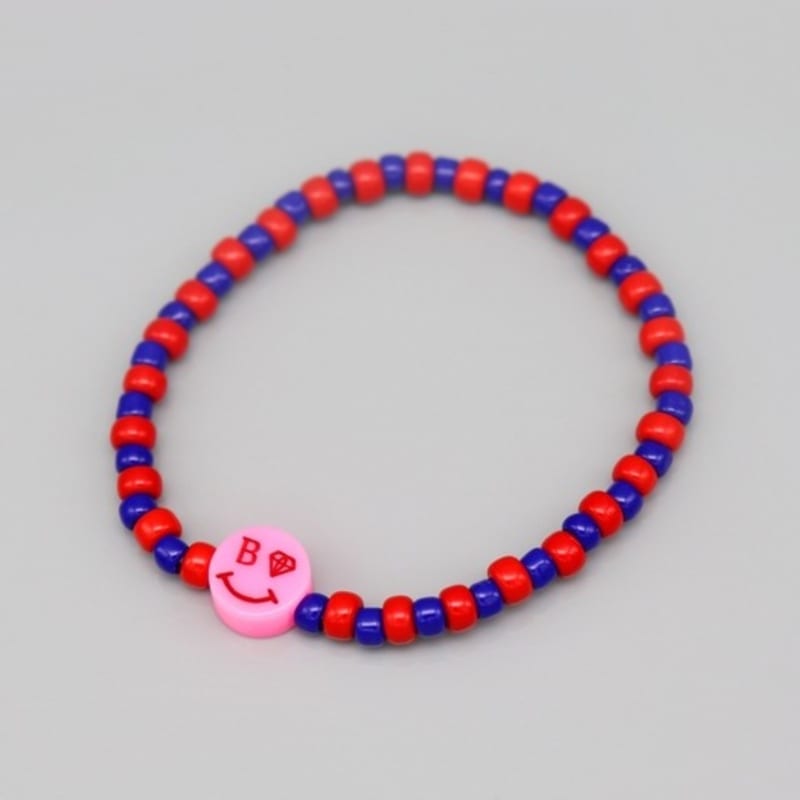 BONBEAU Kitsch smile two-tone beads Bracelet Kitsch smile charm two-tone bead bracelet 5 colors