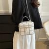 Black And White Pu Street Fashion Bucket Bag For Women With Chain Strap 2023 New Style