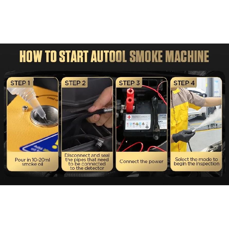 AUTOOL SDT100 Car Smoke Leak Detector EVAP Pipe Smoking Generator Pipe Leakage Analyzer Tester for 12V Vehicle,Motorcycles,Truck