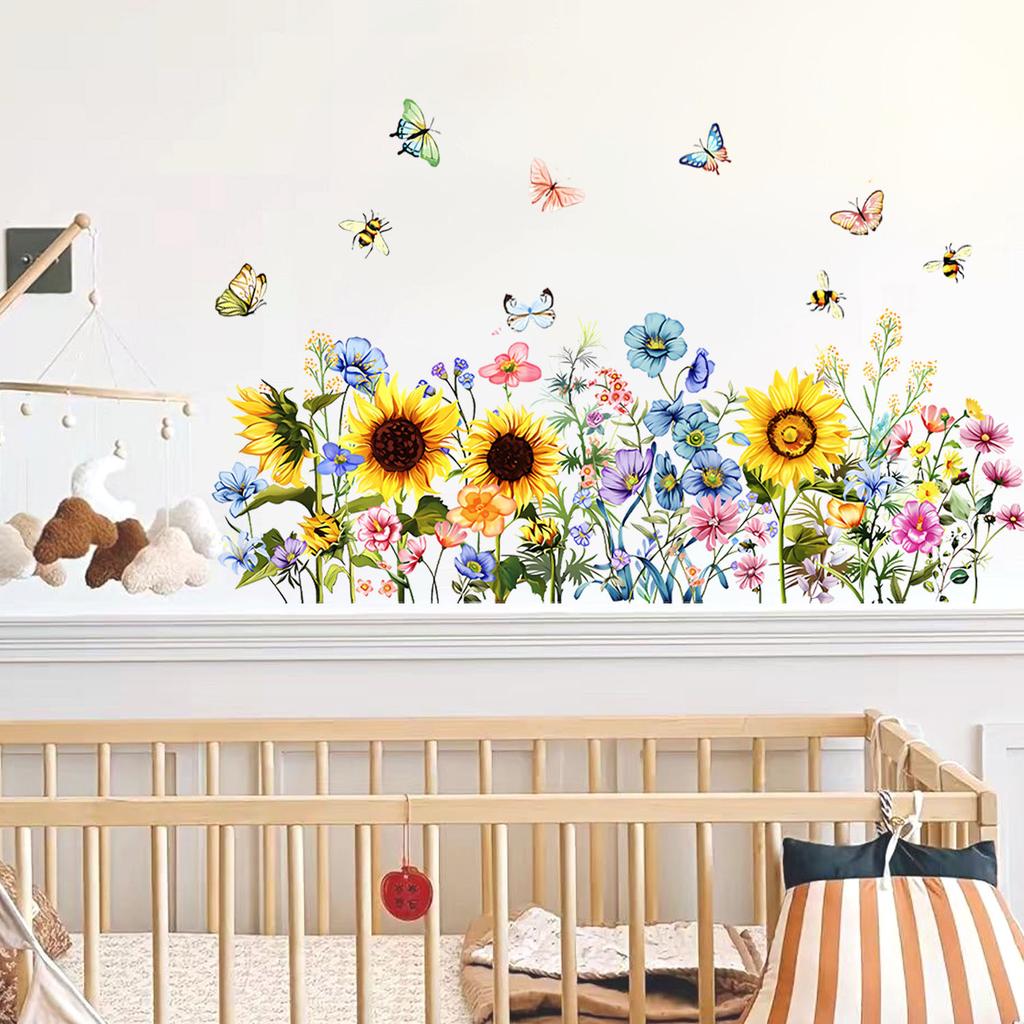 Butterfly and Flower Wall Stickers for Home Decor - Removable Vinyl Wall Art for Living Room Bedroom Hallway Entrance