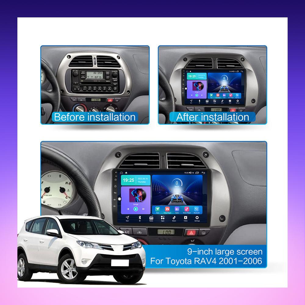 2 DIN Android Carplay Bilradio For Toyota RAV4 2000-2003 Multimediaspiller Hovedenhet Stereo GPS-navigasjon BT WIFI 2+32GB