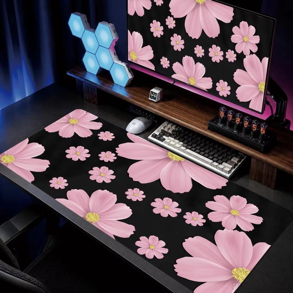 Purple Daisy Large Gaming Mouse Pad Cute Non-Slip Rubber Keyboard Pads Gamer Girls Aesthetic Office Desktop Decor Long Mousepad