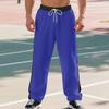 Men's Drawstring Casual Pants All Breathable Men Drawstring Vintage Patchwork New Men's Loose Straight Drawstring Pants