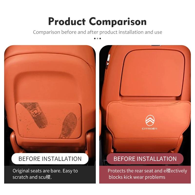 ADH1 Leather Car Seat Backrest Protection Anti-kick Mat Accessories For Citroen C5 C1 C2 C6 C4L DS3 DS4 DS5 C-Elysee Grand Berlingo