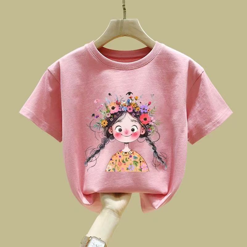 Girls White Short Sleeve T Shirt Summer Casual Top For Big Kids