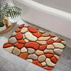 Realistischer Kopfsteinpflaster-Druck Rutschfeste Fußmatte Natur-inspirierte Flussstein-Design-Teppich Zen-Spa Heimdekoration Teppich für Eingangsbereich