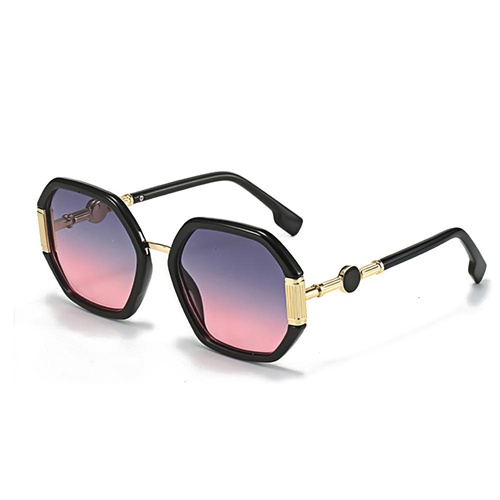 Fashionable Women Sunglasses Unique Octagonal Frame Gradient Lenses Golden Legs Stylish Glasses
