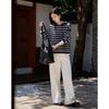 Demana Women's Striped Hooded Wool Blend Knit Sweater