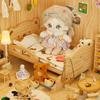 With Stairs Wooden Mini Bed Pig Rabbit Dollhouse Toy Bed Doll Miniature Bed  Photo Props