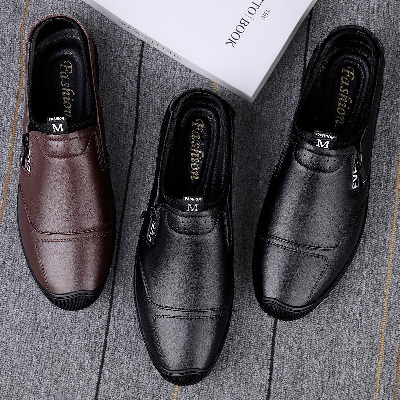 Brand High-quality Genuine Leather Men's Shoes Fashionable Classic Round Toe Casual Versatile Simple Comfortable Flat Shoes