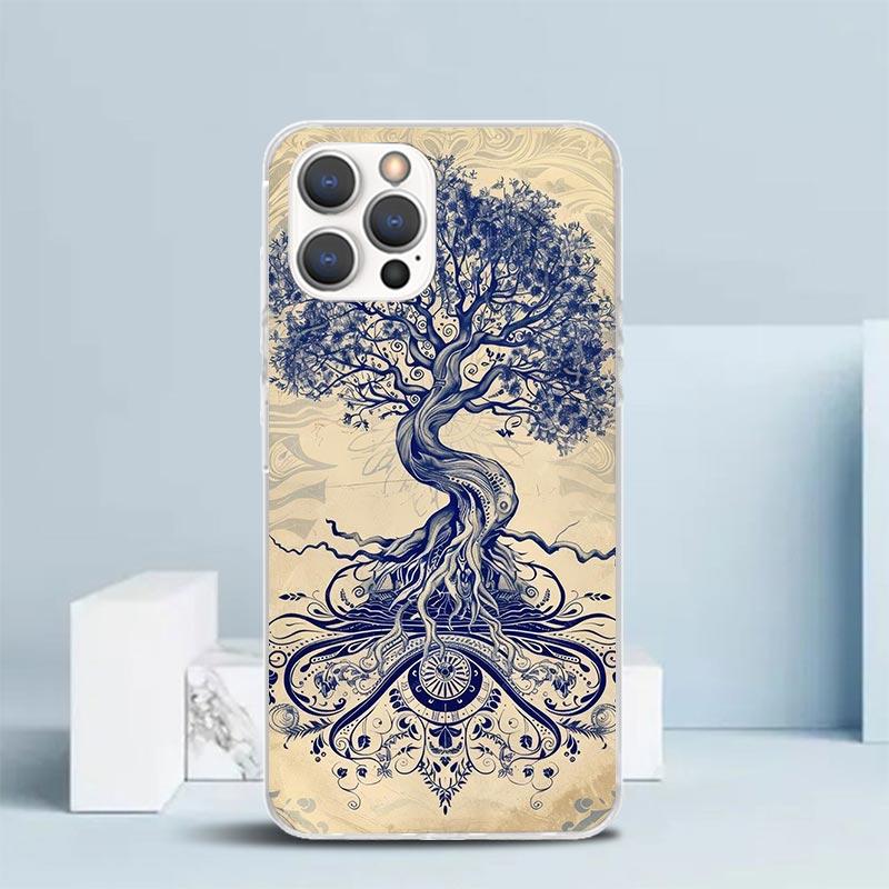 Tree of Life Space Soft Cover for iPhone 16 17 Air 15 14 Pro Max 16E Phone Case 13 Mini 12 11 7 SE 8 Print Pattern Fit Cases 16