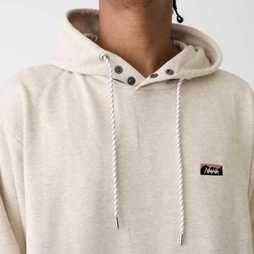 NANGA Eco Hybrid Mini Box Logo Embroidered Hoodie (Unisex) L/OATMEAL
