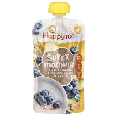 Happy Family Organics Happy Tot, Super Morning, 2 Years+, Organic Banana, Blueberry, Yogurt, Oats and Chia, 4 Oz (113 G)