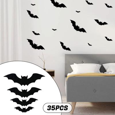 128x Autocollants Muraux 3D d'Halloween Décalcomanies Décorations Effrayantes pour Fête de Ferme