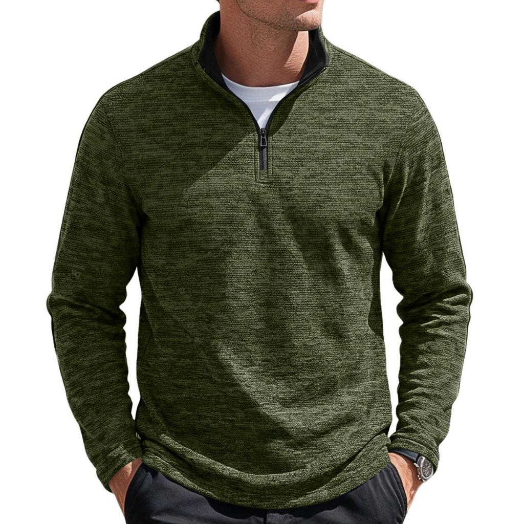Men's Quarter-Zip Pullover Long Sleeve Stand Collar Sweatshirt Casual Loose Top