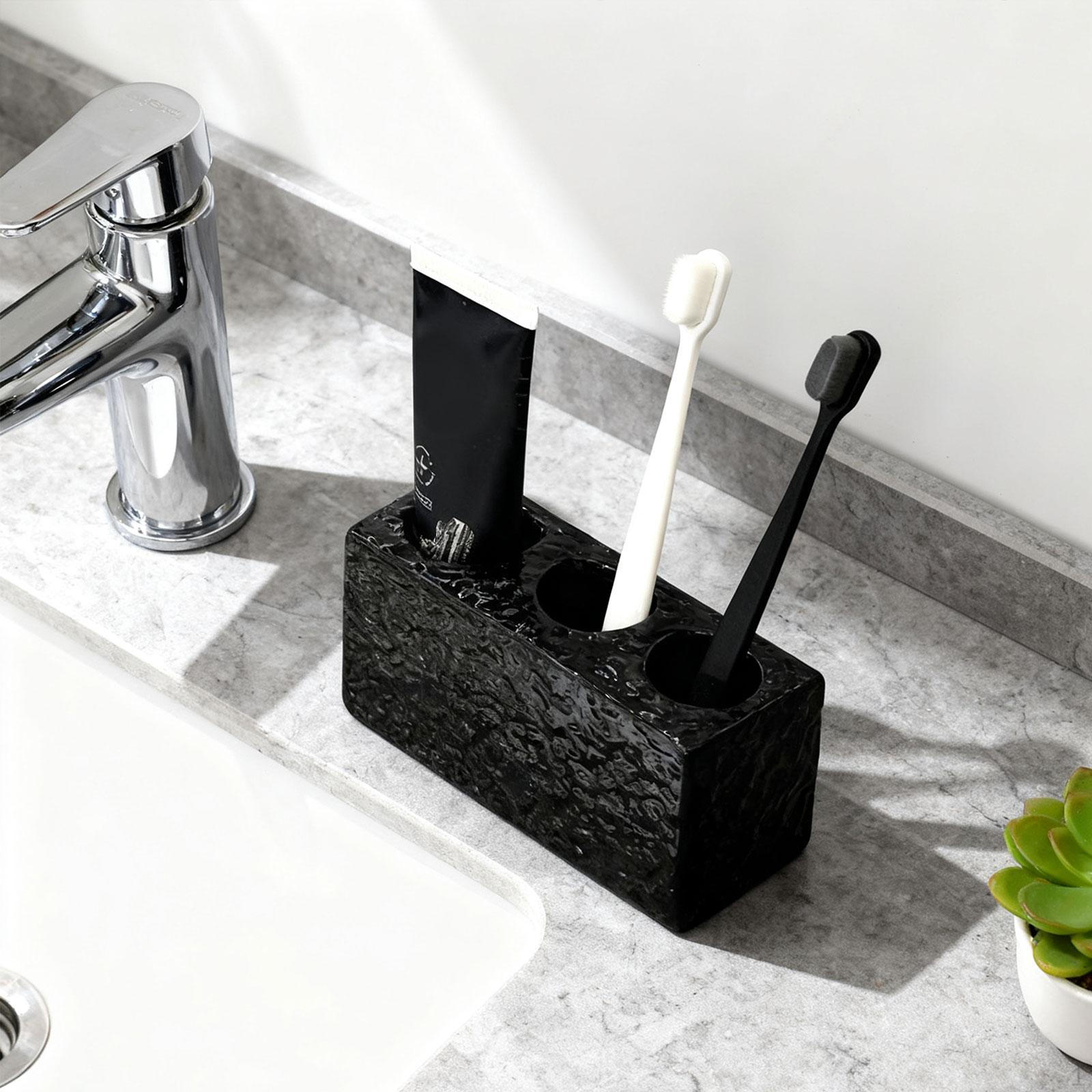 3-Compartment Toothbrush Holder, Organizer for bianco