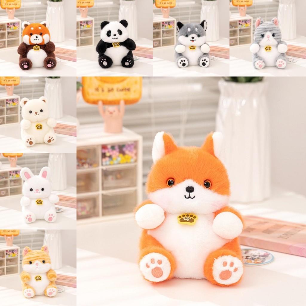 Cute Kittens Rabbits Raccoons And Panda Plush Dolls With Embroidery Design