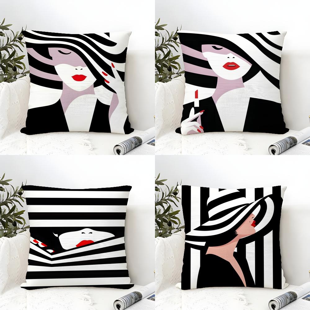 Minimalistischer Illustrator Malika Favre Kissenbezug Naturleinen Beidseitiger Druck Sofa Heimdeko Kissenhülle