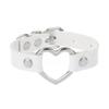 Silvery Heart Gothic Studded Bracelet Pu Leather Adjustable Black Wristband Rock Punk Cuff Bangles