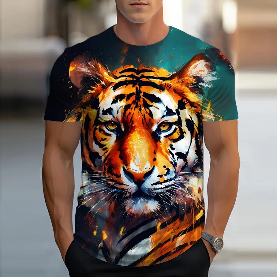 Golden Lion King 3D Printed Men's T-shirt Summer Animal T-shirt