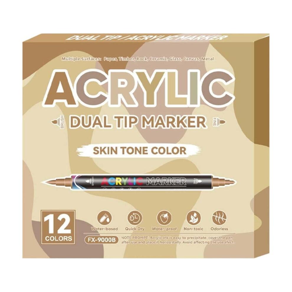 Dual Tip Acrylic Paint Markers With Flexible Fine And Broad Chisel Nibs For Artists And Diy On Multiple Surfaces