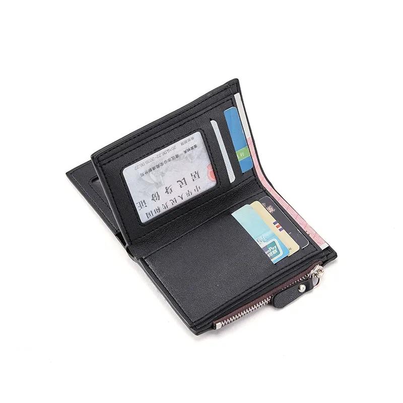 Men Wallet Short PU Leather Male Purse Black Coffee Credit Card Holders with Zipper Men Wallet Money Bag Carteira Masculina