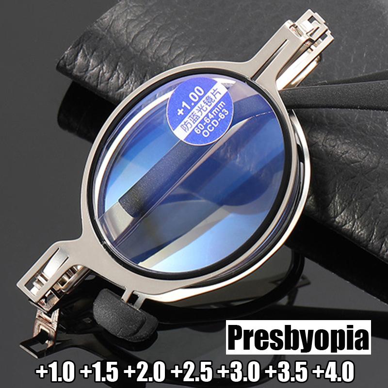 

Винтажные женские и мужские складные очки для чтения с блокировкой синего света в металлической круглой оправе для дальнозоркости очки по рецепту