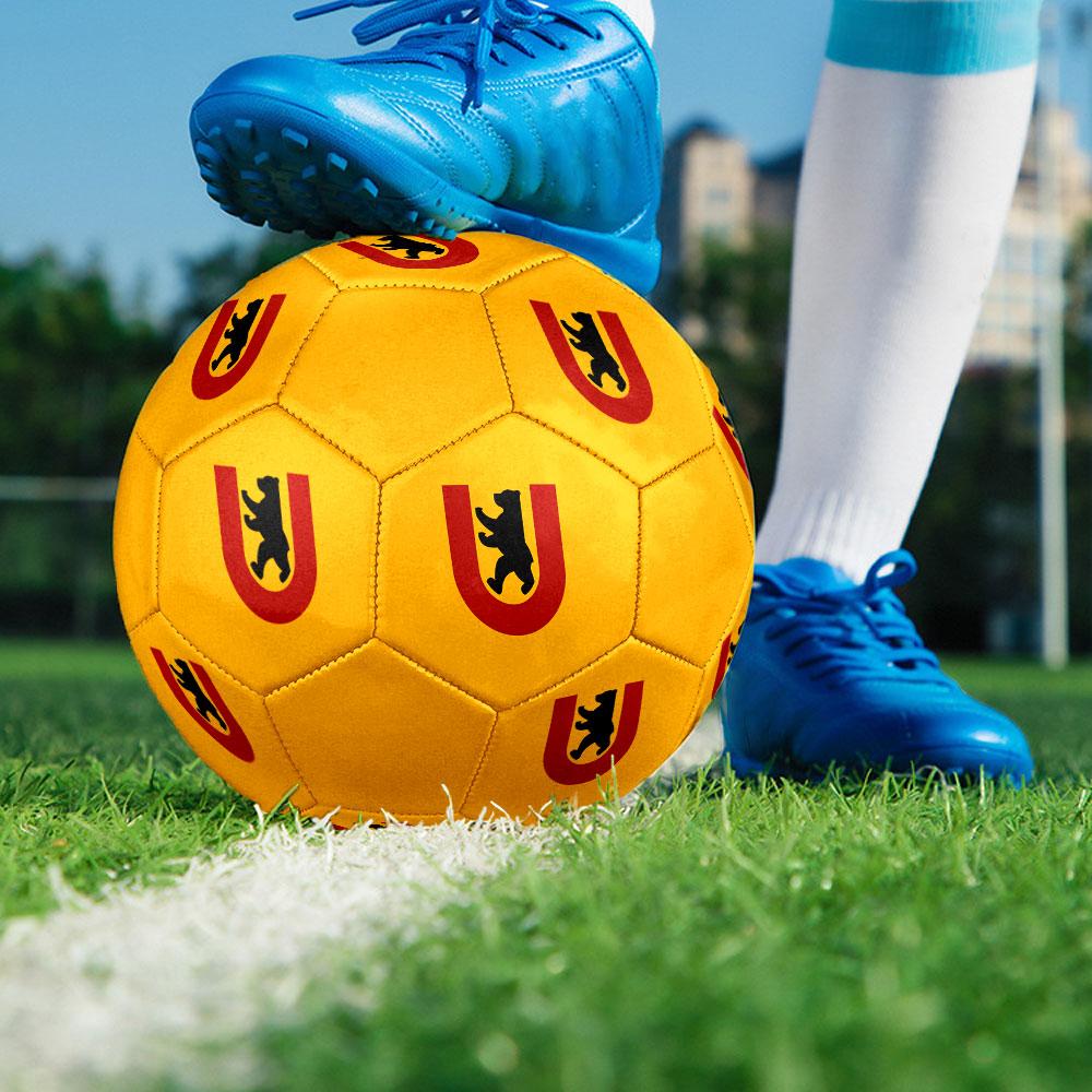 Union Berlin FC Size 5 Soccer Ball, Machine-Stitched PVC, Durable & High Bounce, All Ages Fit, fan merchandise, matches & outdoor use.
