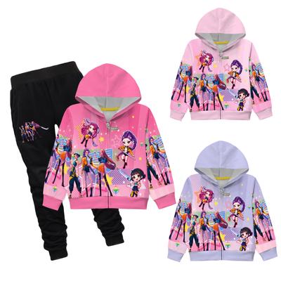 Frühling Herbst Bequem Niedlich K-POP Hexenjagd Mädchen Vielseitig Modisch Mantel Reißverschluss Kapuze Jacke Set