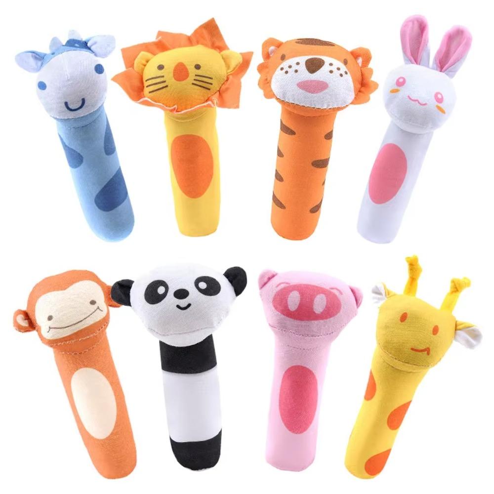 Sonaglio a mano a forma di animale dei cartoni animati Sonaglio morbido Giocattolo sonaglio Giostrine per bambini Giocattoli per bambini Carino Peluche Giocattoli per bambini 0-12 mesi