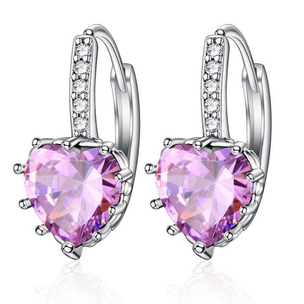 Women Earrings Heart-shaped Zircon Multi-color Fashion  Earrings