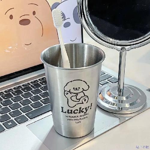 Question Mark Boys and Girls Thickened Anti-fall Stainless Steel Couple Toothbrush Cup Simple Mouthwash Cup Creative Wash Cup