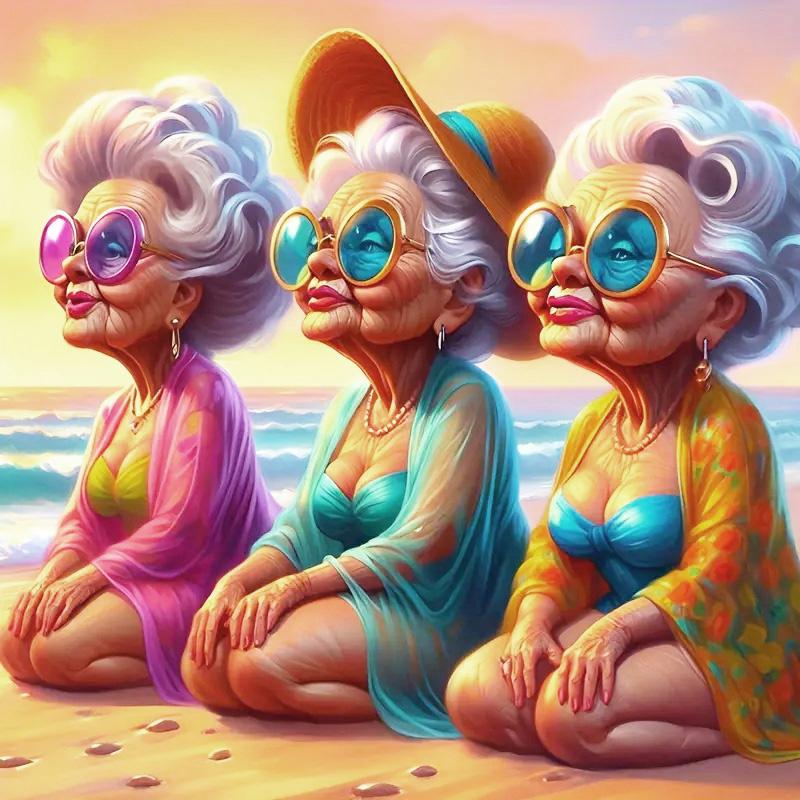 Gjør-det-selv Diamantmaling Bestemor Portrett Full Rund Firkantet Diamant Kvinne Gammel Tegneserie Ny Hjemmedekorasjon Håndverksett