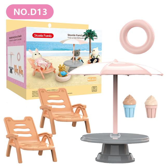 Non-Toxic Forest Animal 1/12 Dollhouse Furniture Bedroom Kitchen Bathroom Set Miniature Simulation Dolls Accessories Diy Toys Children
