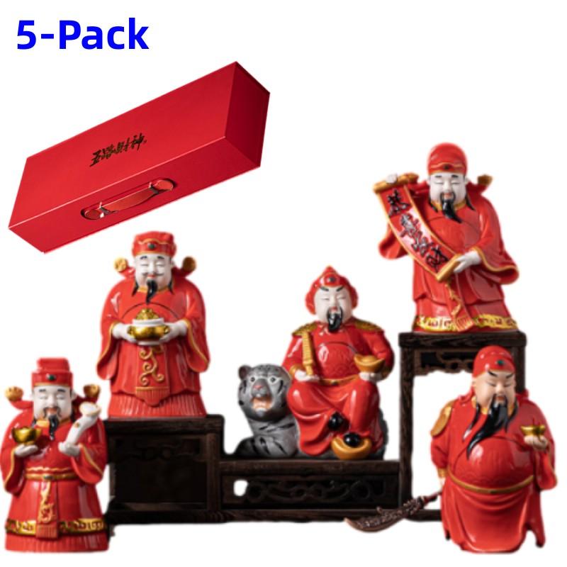 Набор из 5 штук Керамический Пятипутевой Бог Богатства Гостиная Домашний Декор Бог Богатства Чжао Гунмин Гуань Гун Открытие Магазина Офисный Декор Подарок