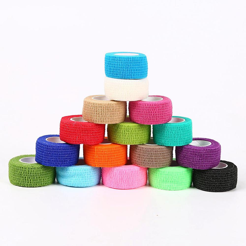 5Pcs/Lot 2.5cm Wide Self Adhesive Colorful Elastic Bandage Wrap Stretch Self-Adherent Tape