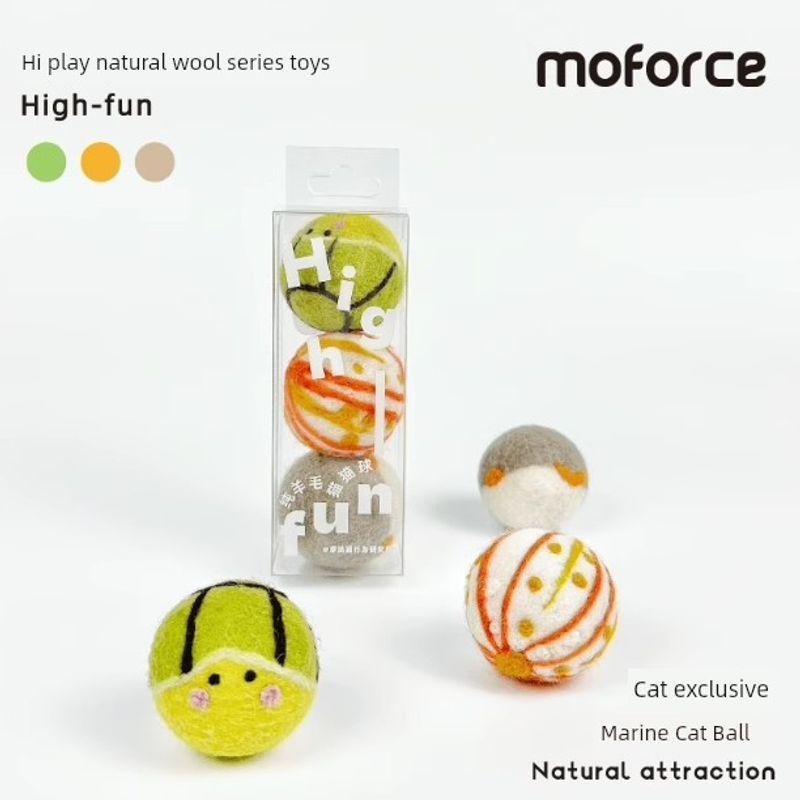

Moforce MOFA Игрушка-мяч для кошек 100% натуральная шерсть, снимающая стресс, устойчивая к укусам, игрушка для кошек, товары для питомцев Ocean Cat Ball * 3