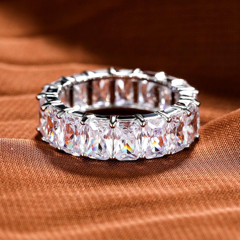 Ring zircon women's colored diamond square ring creative accessories