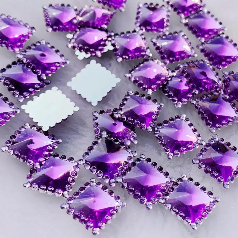 DIY 80pcs 12mm Crystal Acrylic Rhinestones Flatback Square Gems Strass Stone For Clothes Dress Craft -A54
