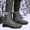Large Size Front Zipper Snow Boots Men's Velvet High-top Cotton Shoes Winter Waterproof Large Cotton Boots