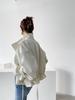 Korean Retro Chic Stand Collar Zipper Jacket with Big Pockets and Long Sleeves