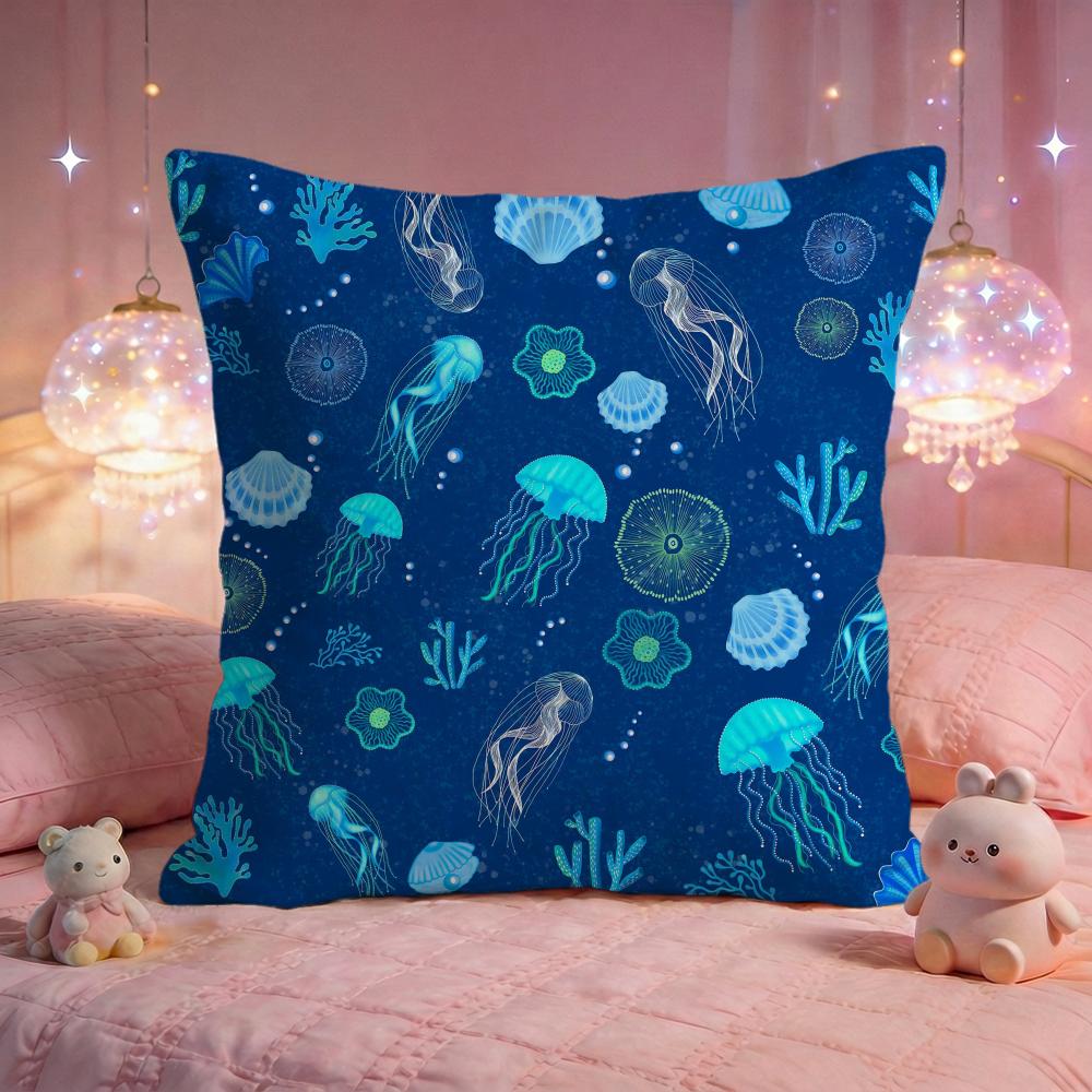 Dreamy Jellyfish Glow Cushion Cover Premium Comfort Reversible Pillow Cove Two in One Design for Any Room  Car Interior