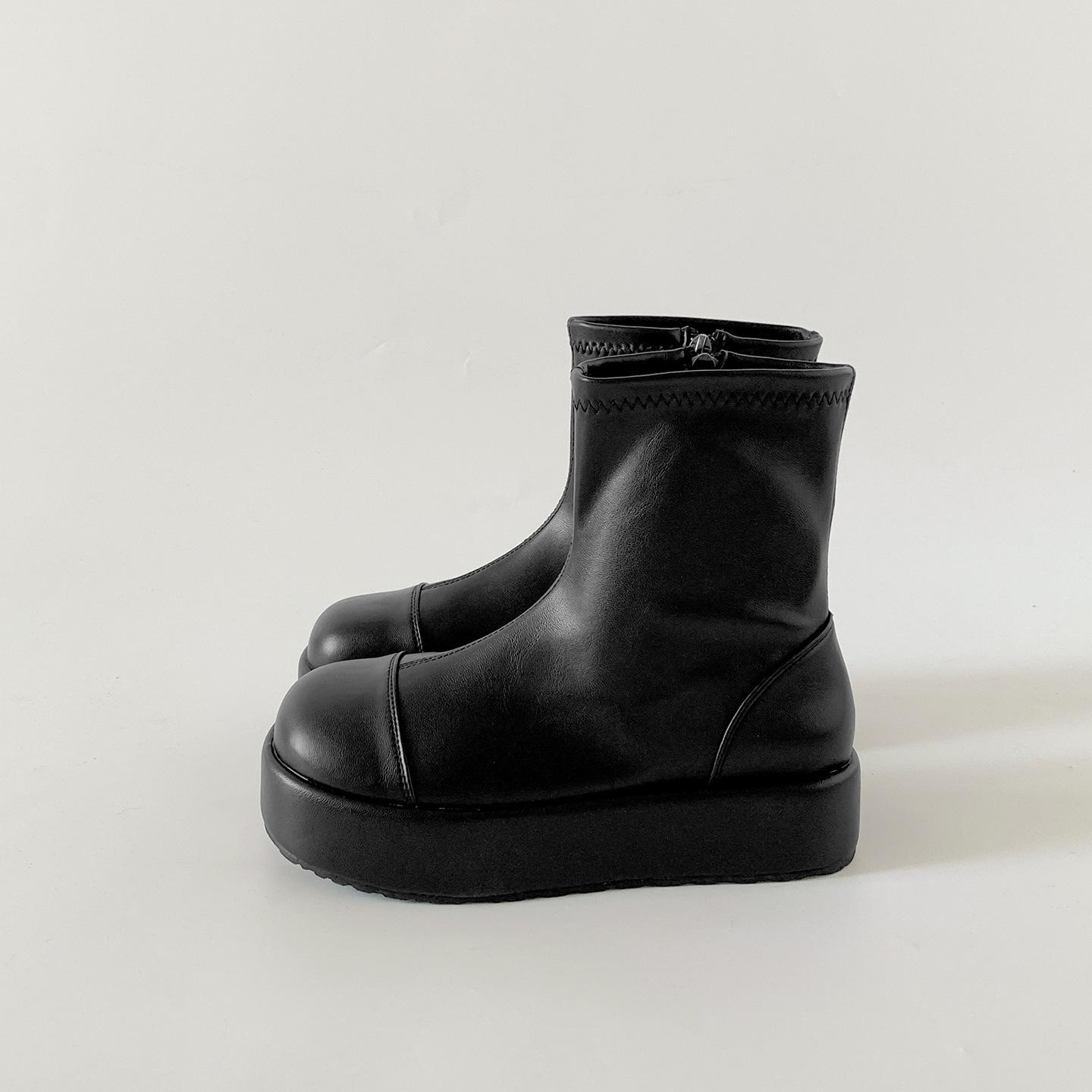 

Retro white British thick-soled Martin boots women s 2025 new autumn skirt height-enhancing and thin short boots 35 чёрный