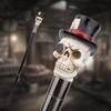White Resin Skull Head Walking Cane Fashion Decorative Steel Walking Stick Gentleman Elegant Cosplay Cane Knob Crosier 94cm