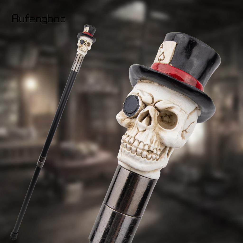 White Resin Skull Head Walking Cane Fashion Decorative Steel Walking Stick Gentleman Elegant Cosplay Cane Knob Crosier 94cm