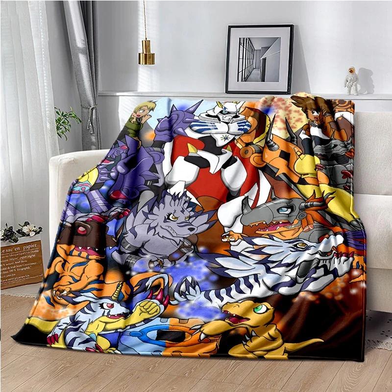 Japane Cartoon D-Digimon Throws Blanket Sofa Hiking Picnic Super Soft Quilt Bed Thermal Cute Anime Flannel Blanket Birthday Gift