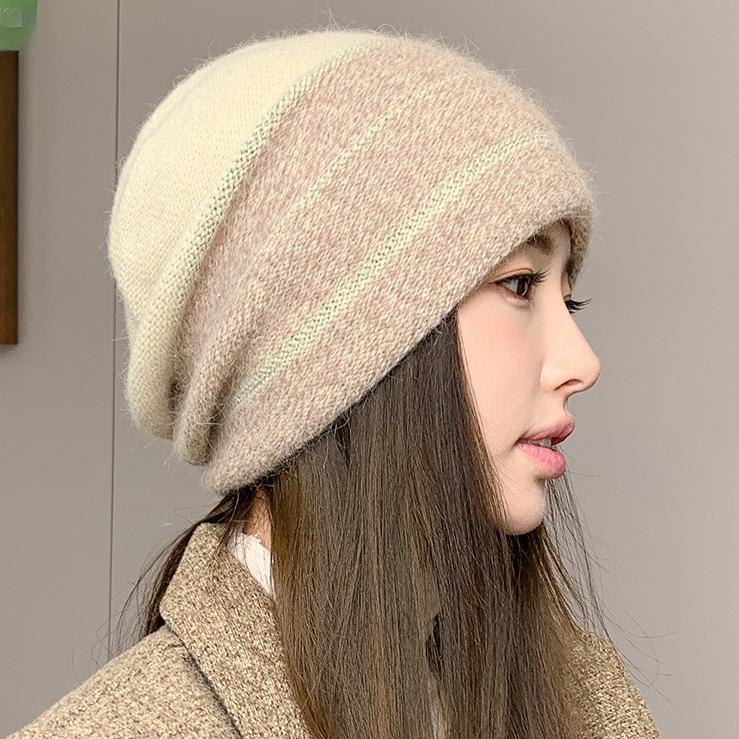 

Осенне-зимняя шерстяная шапка для женщин, модная теплая шапка среднего возраста для мам, вязаные шапки One Size бежевый